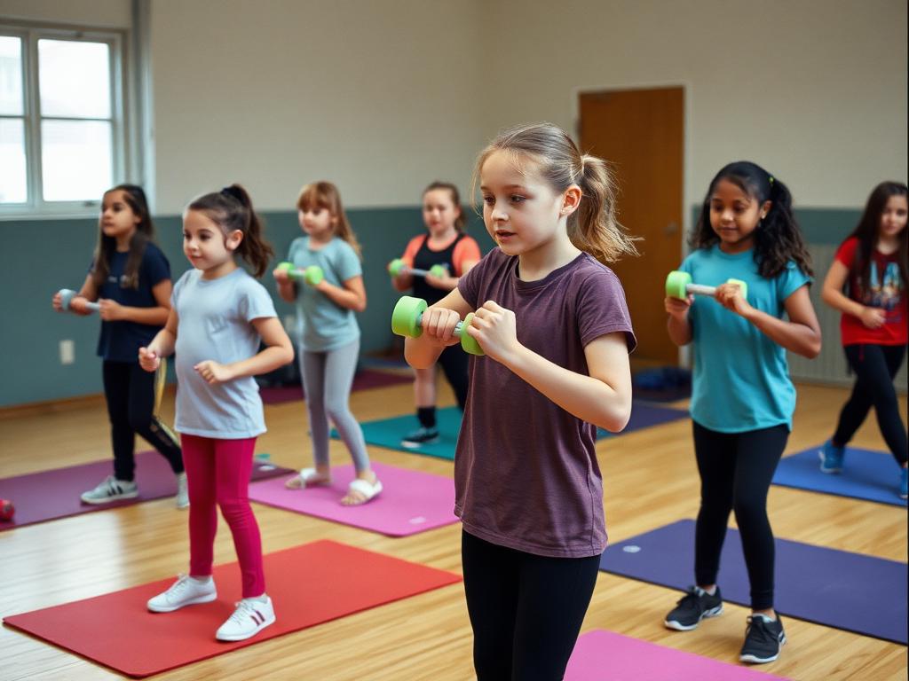 Girls working out together in the community gym space
